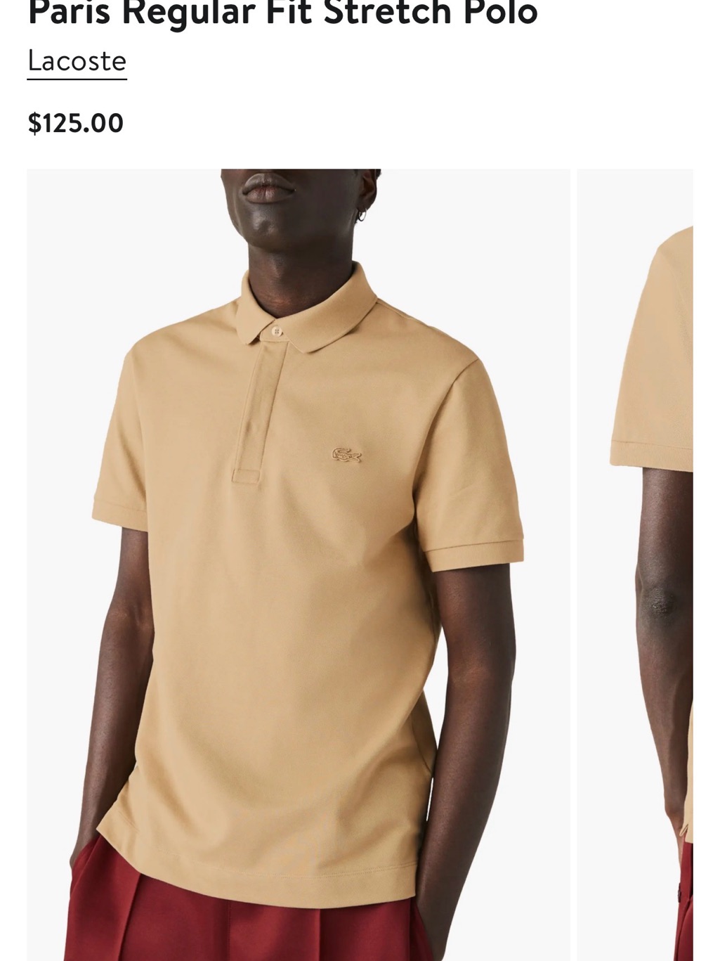 Lacoste Mens Paris Regular Fit Polo BeigeTan